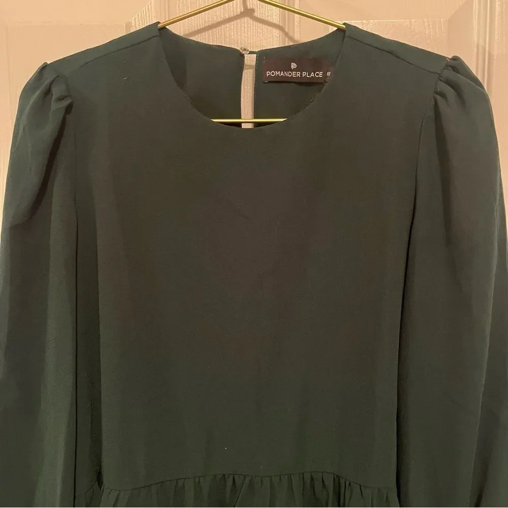 Tuckernucks Pomander Place Hunter Green Carlota Peplum Blouse